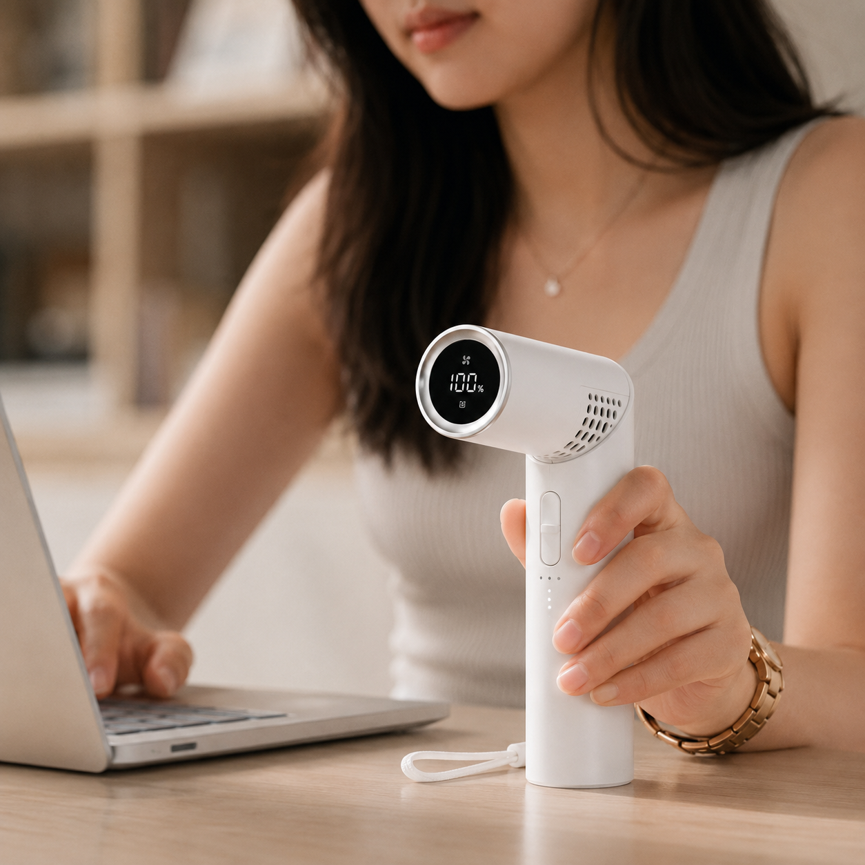 Portable Handheld Fan, USB Rechargeable Personal Cooling Fan, Foldable Mini Summer Fan, Neck Hanging Fan for Travel, Office, Camping & Outdoor Use