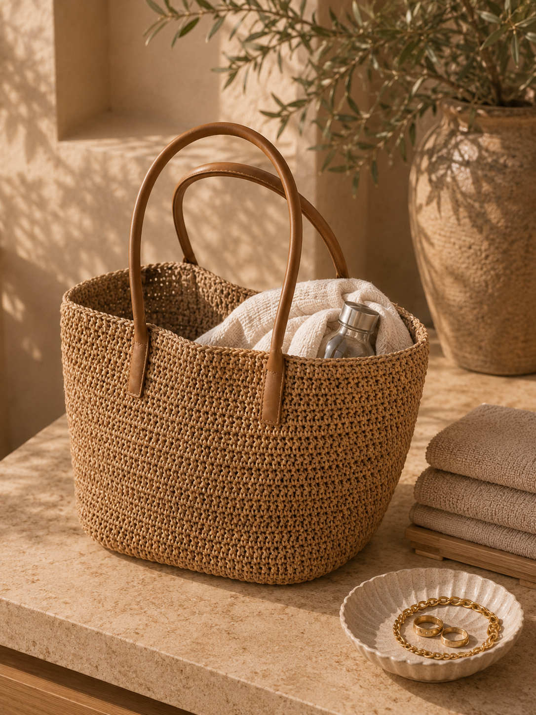 Woven Straw Shoulder Bag