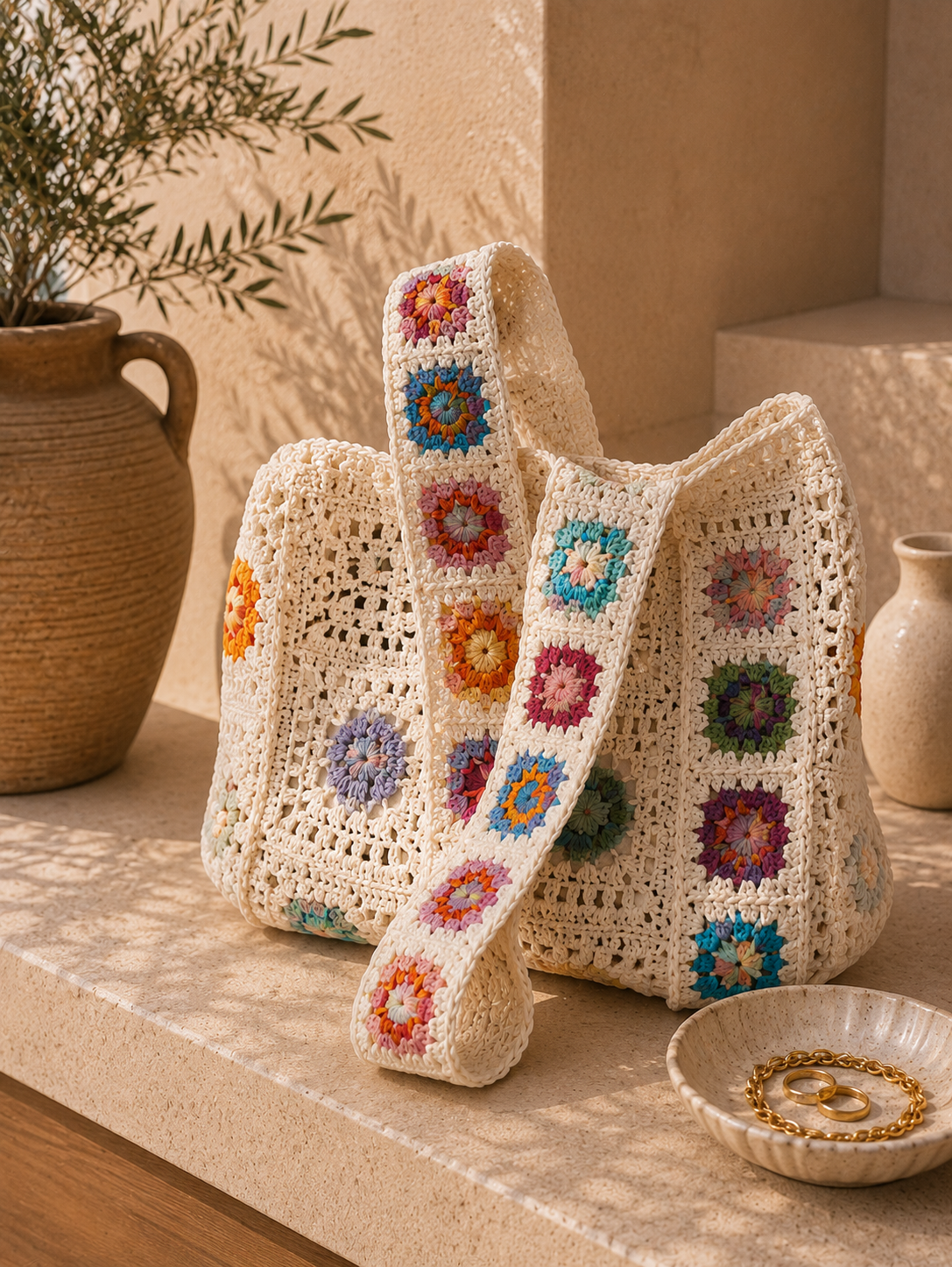 Boho Crochet Shoulder Bag