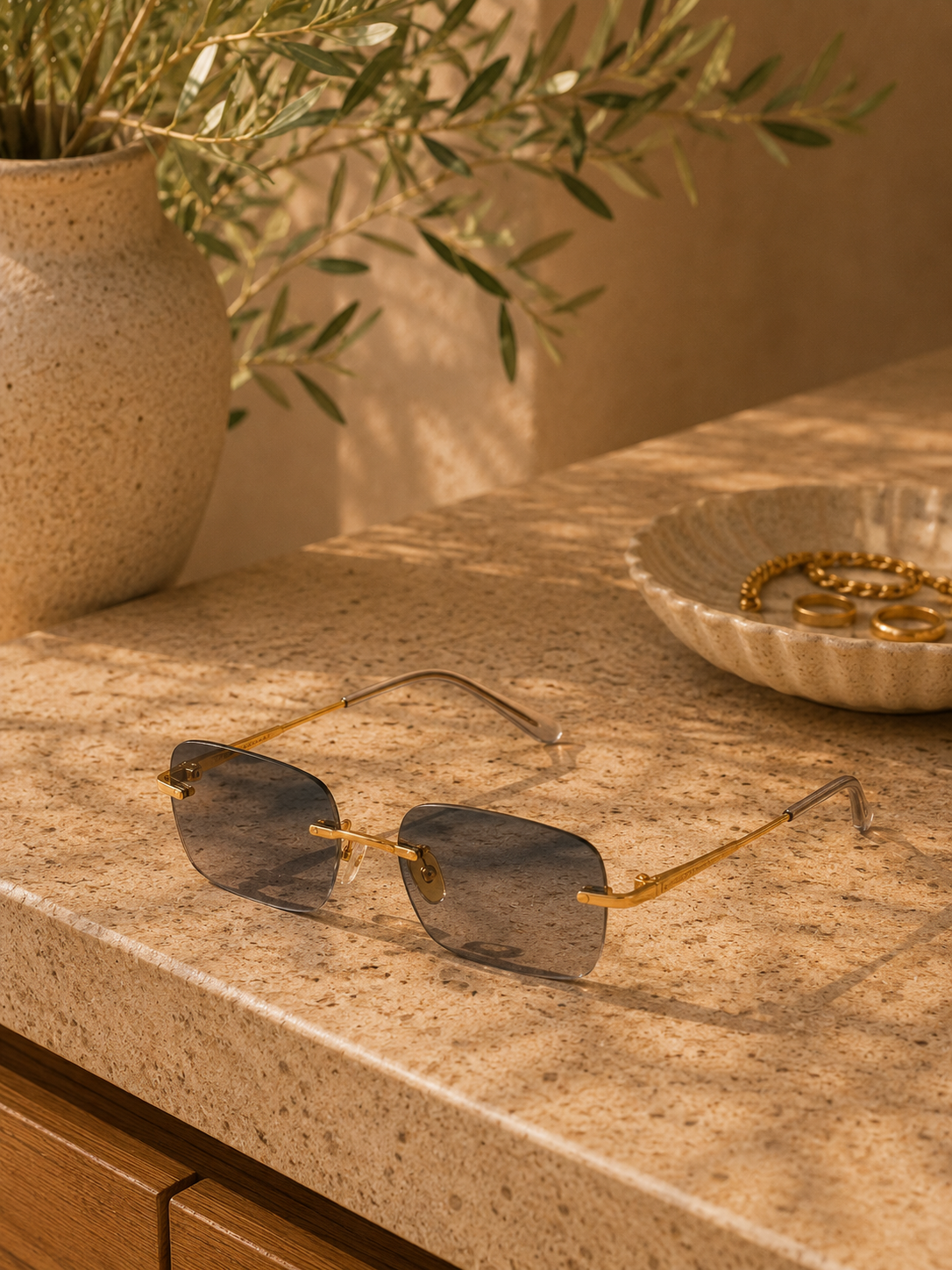 Rimless Retro Sunglasses