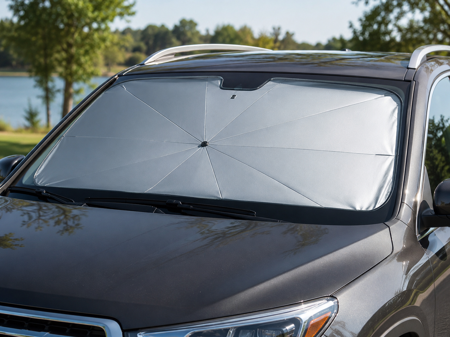 Foldable Windshield Sun Shade Umbrella – Car Windshield Sunshade, UV Blocker, Heat Shield & Interior Protection for Cars, SUVs & Trucks
