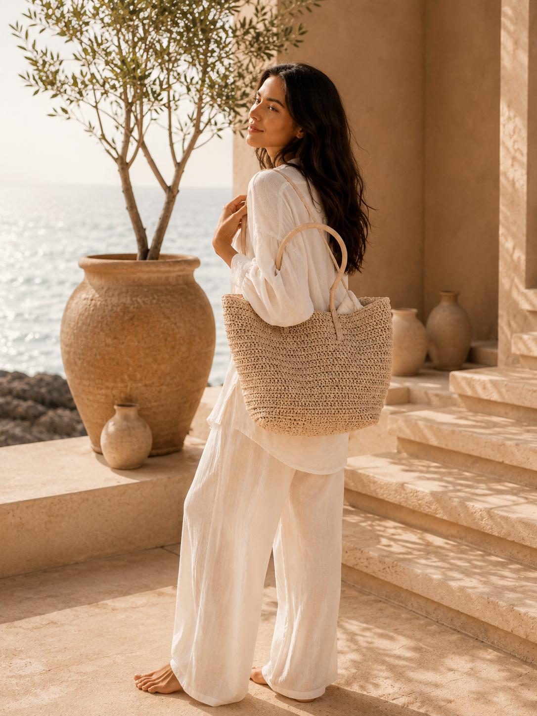 Woven Straw Shoulder Bag