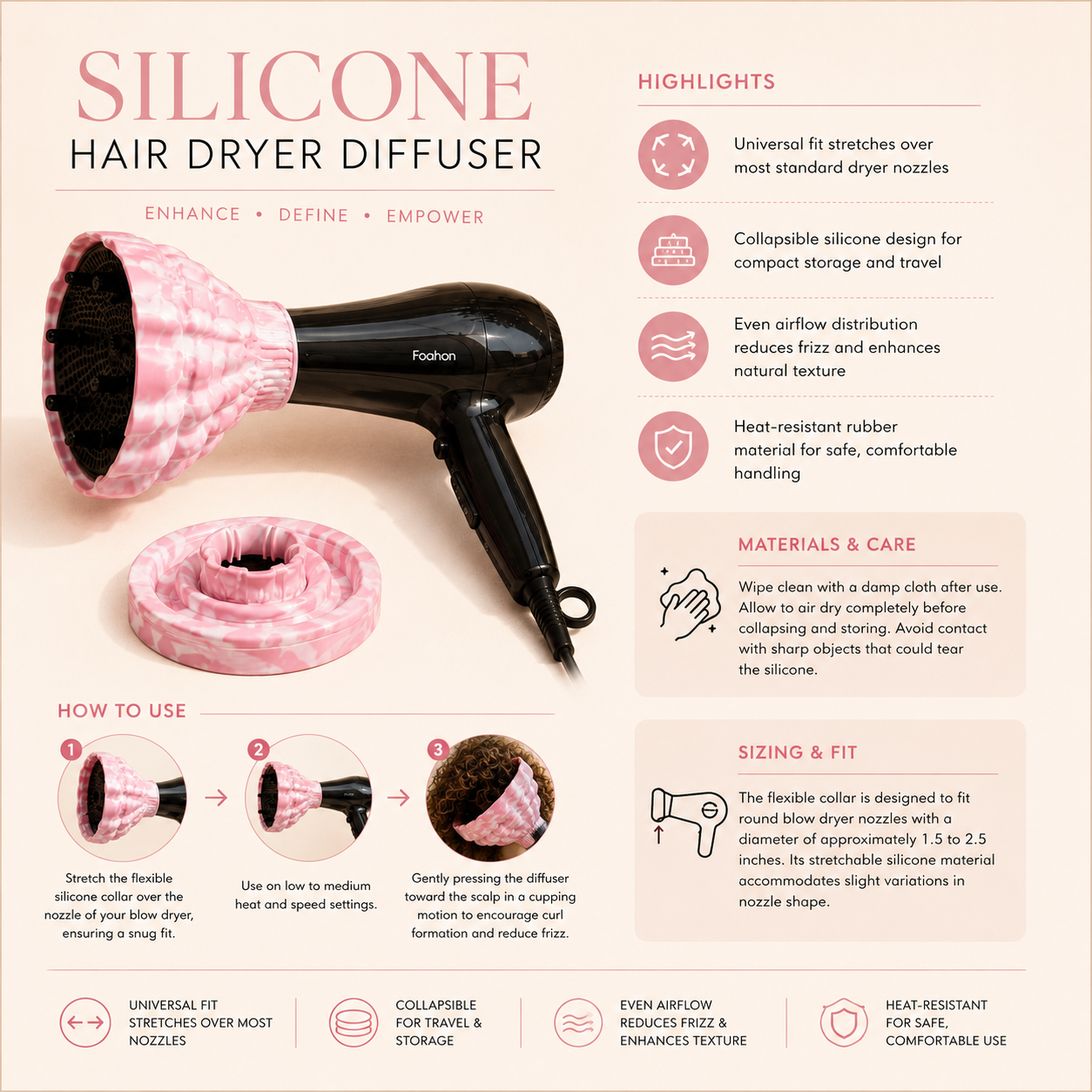 Universal Silicone Hair Dryer Diffuser